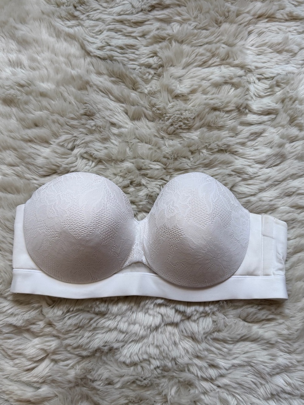 Cacique Strapless Lace Bandeau Bra - White